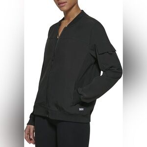 DKNY Black Sport Women's Bomber Full Zip Pockets Jacket SZ XL